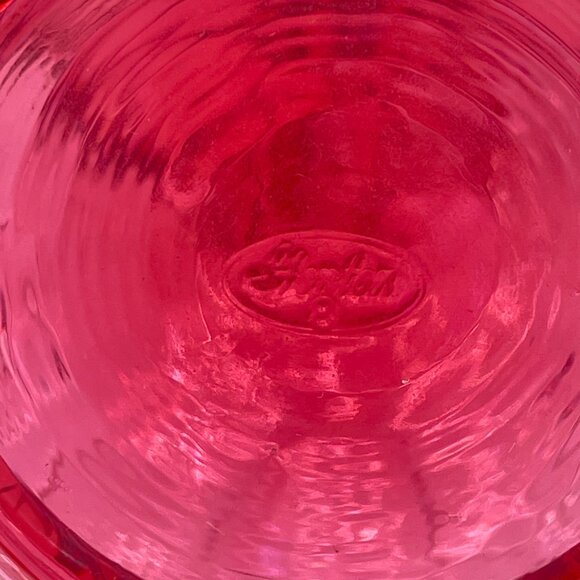 vintage fenton cranberry swans and cattails hand blown vase ruffle top - Picture 9 of 9